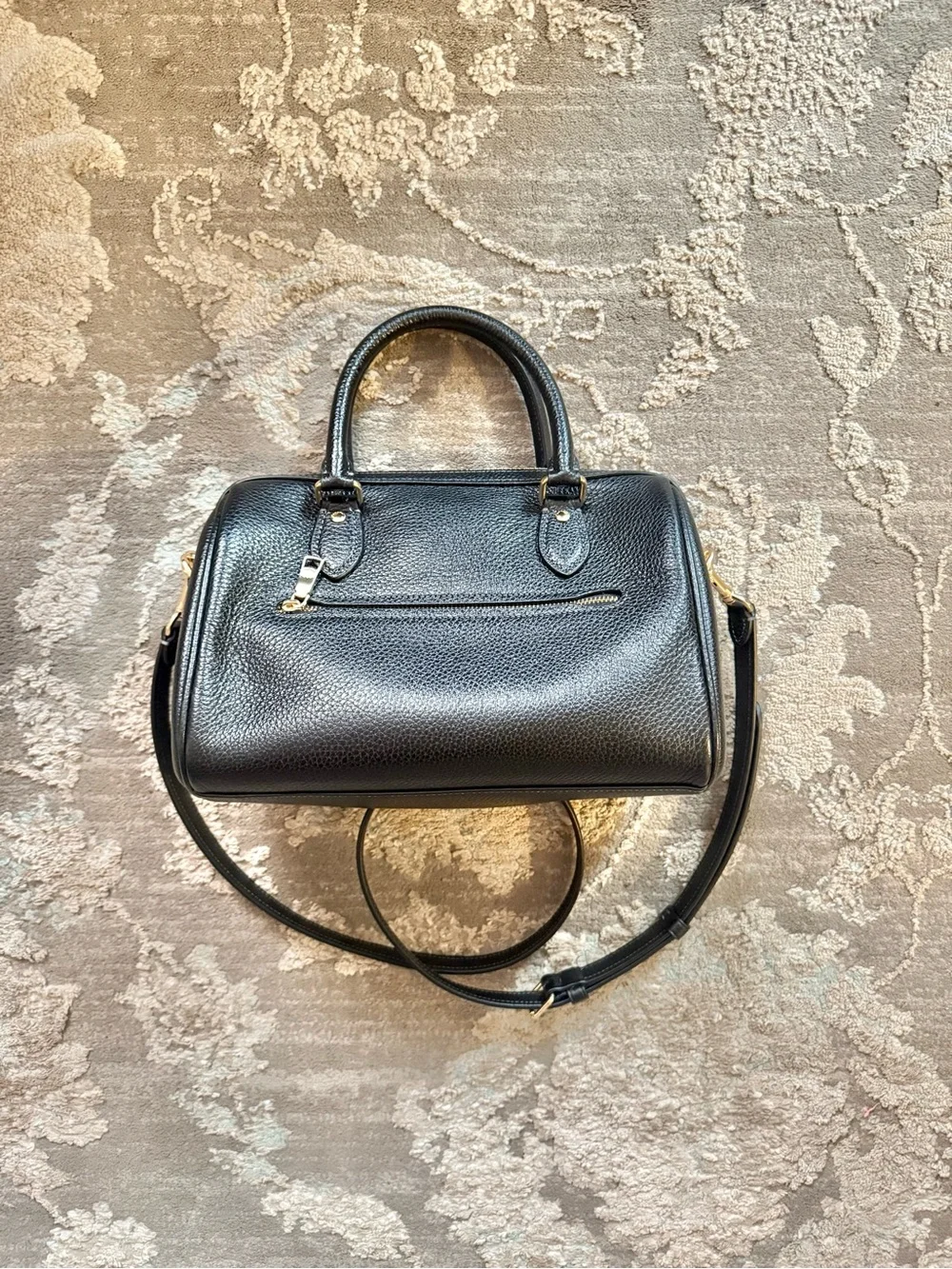 COACH Rowan Satchel Bag in Pebbled Leather - Black